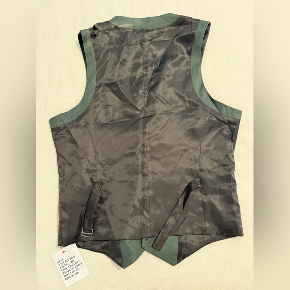 ASOS Design Wedding Skinny Waistcoat in Forest Green Micro Texture 38” - Picture 7 of 8